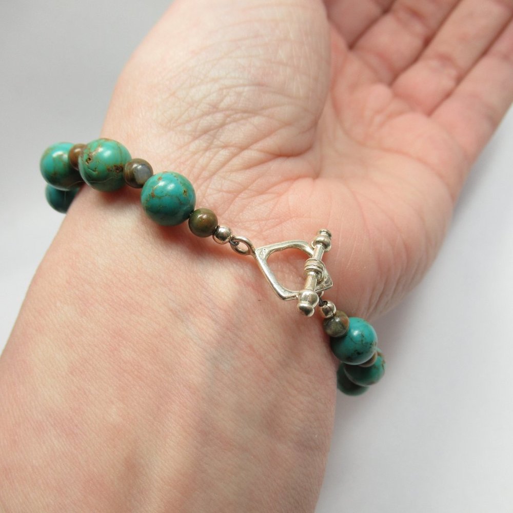 Turquoise and Rhyolite Bracelet - Picture 12 of 13